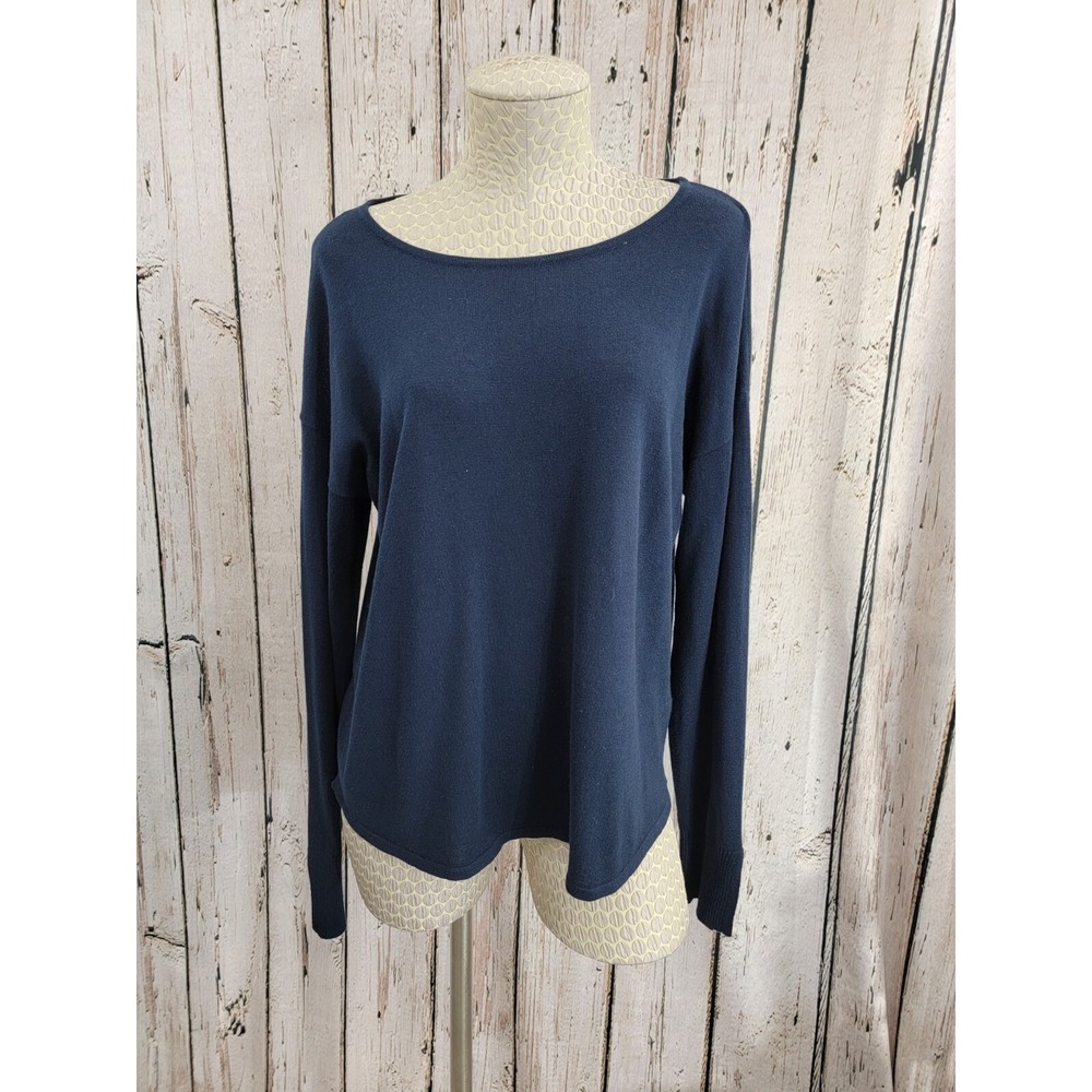 Copper Key L Navy Blue Lightweight Pullover Sweater Sweatshirt Knit Top Cozy EUC